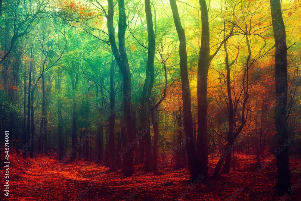 Obraz premium magical sunrise in the forest