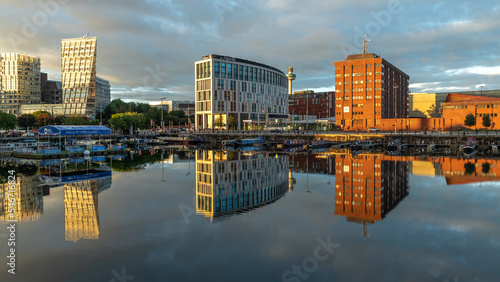 Royal Albert Dock, the Liverpool landmark, image captured at sunset in the city center downtown docklands © Cristi