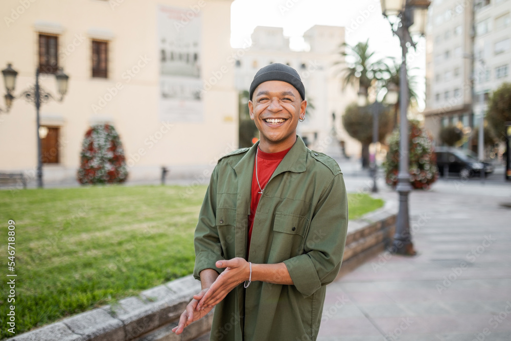 portrait of young black man in the city portrait of young black man in the city