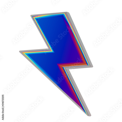 Flash 3d iridescent bolt lightning blue