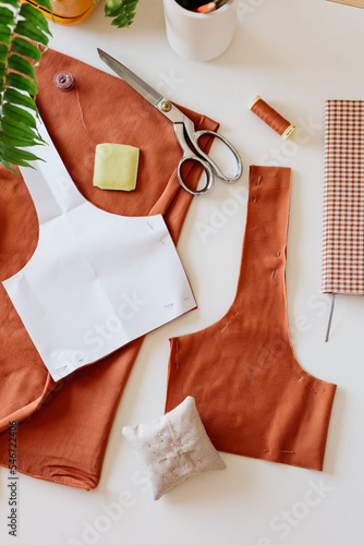 Still life of sewing work. photo