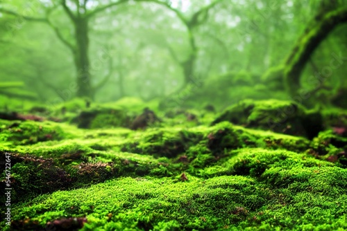 Moss growing in a forest Generative AI © LeopoldMasterson