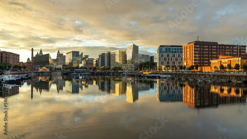 Royal Albert Dock  the Liverpool landmark  image captured at sunset in the city center downtown docklands