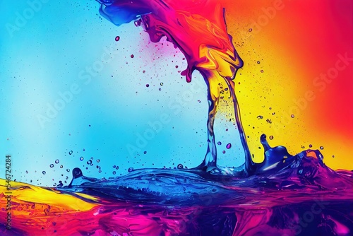 Colorful dripping paint splatters