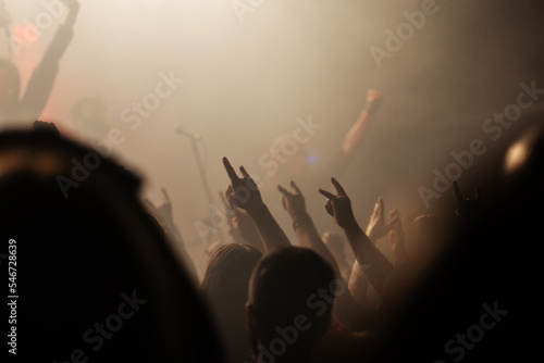 Audience response to heavy metal rock gig photo