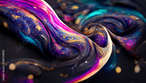 Colorful abstract galaxy liquid powder effect. Wallpaper graphic design.