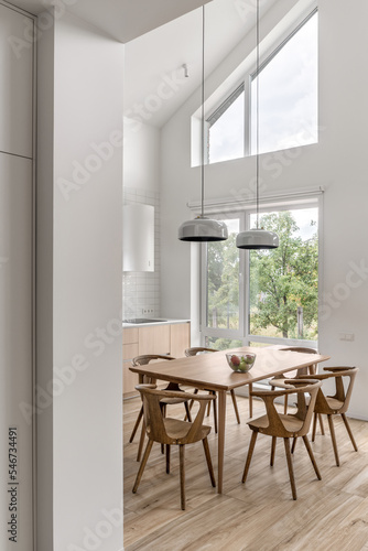 Contemporary interior of country house with light walls