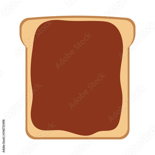 Simple flat sweet  white toast with hazelnut butter spread with cocoa nutella
