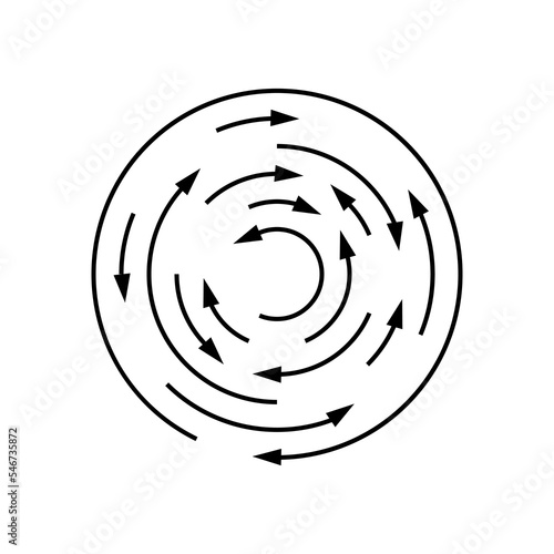 Abstract arrow spiral. Abstract motion lines. Vector illustration. Stock image. 