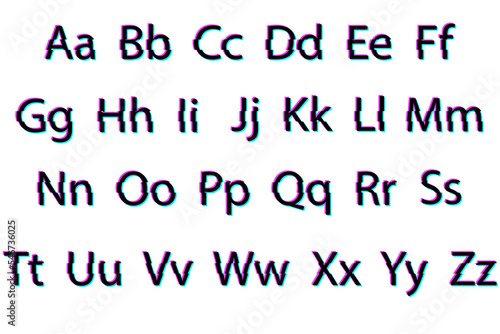 stereoscopic alphabet. Elements collection. Vector illustration. Stock image.