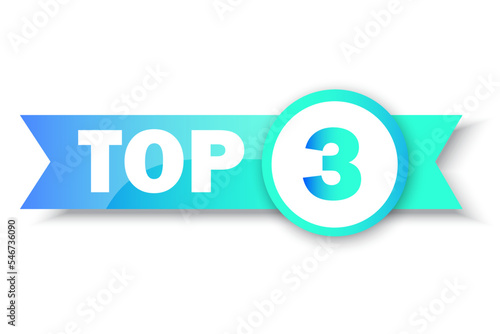 Top 3 rating banner. Circle and ribbon. Sale label. Business concept. Logo template. Vector illustration. stock image.