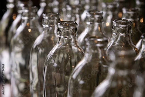 Closeup of glass bottle on the table

