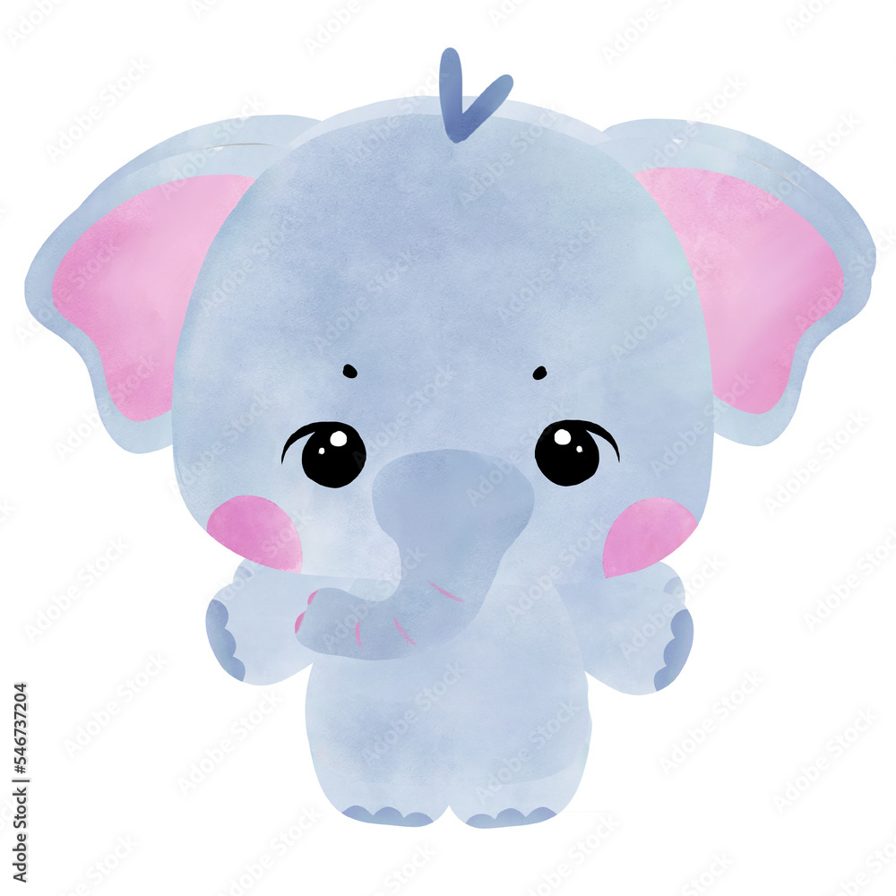 cute baby elephant in pastel blue gesturing happy, dancing, jumping, floating, smile cute baby elephant in pastel blue gesturing happy, dancing, jumping, floating, smile