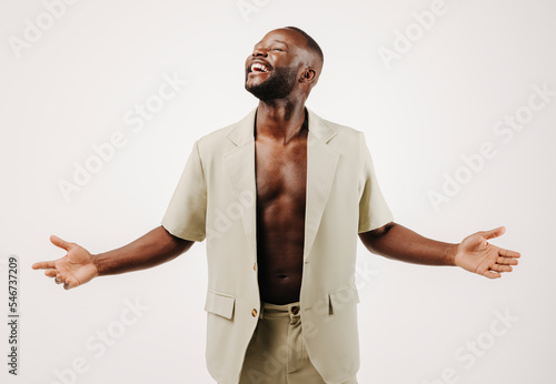Happy black man in suit