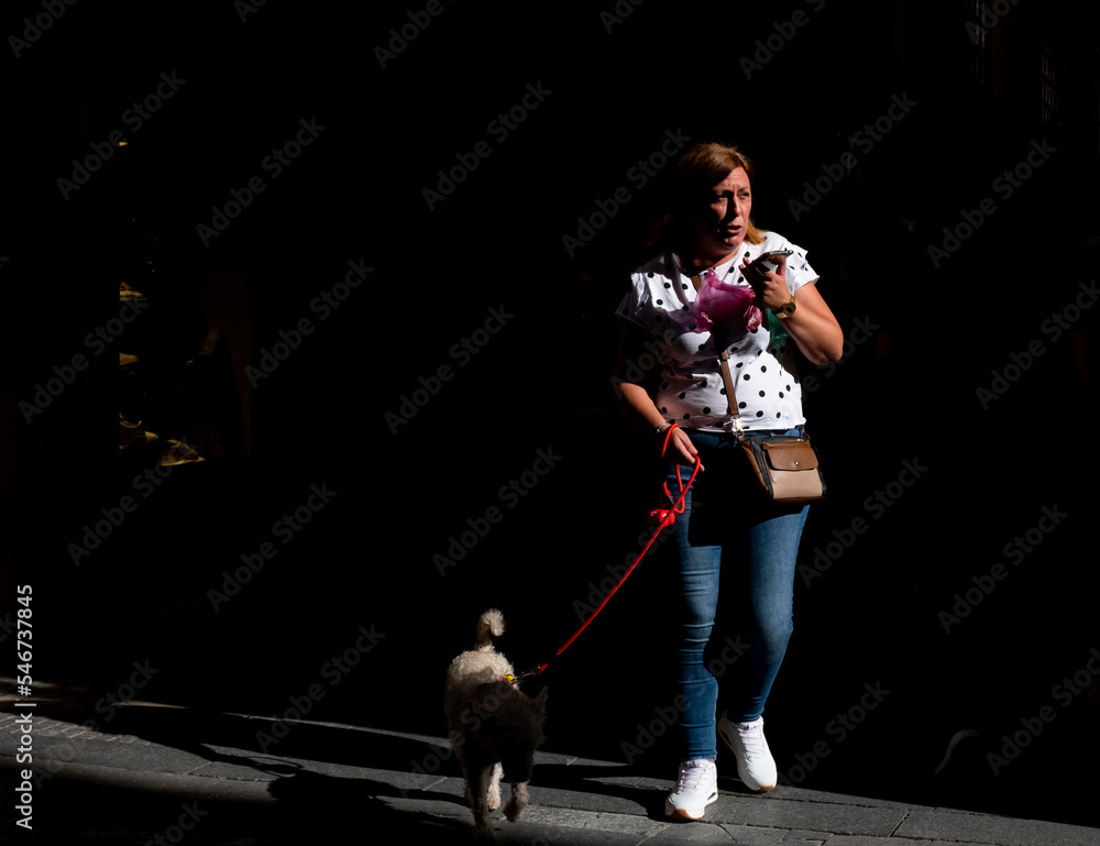 Single person walking dog Single person walking dog