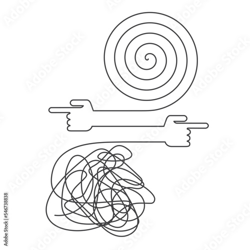 choose the right way, index fingers pointing to different directions