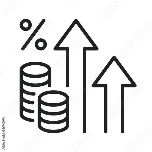Inflation graph rate rise percentage analysis icon