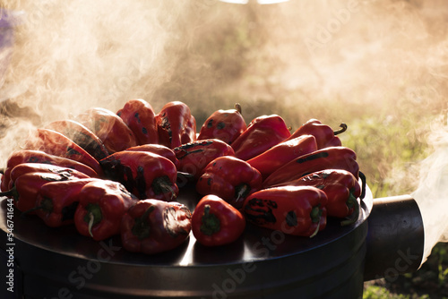 Roasting Red Peppers for winter photo