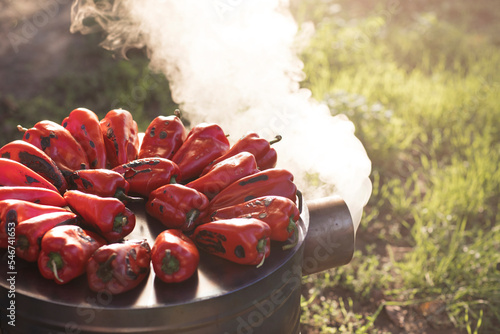 Roasting Red Peppers for winter photo