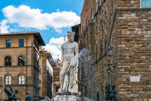 Fountain of Neptune in the Piazza della Signoria, Palazzo Vecchio, Florence, Italy, Europe