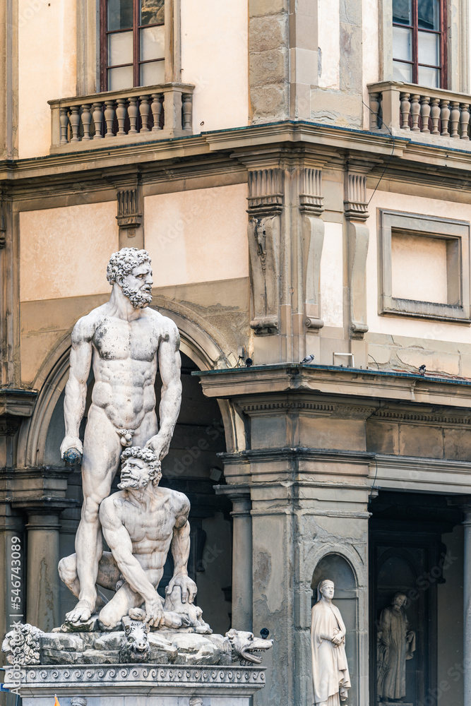 Statue of Hercules and Cacus in the Piazza della Signoria, Palazzo Vecchio, Florence, Italy, Europe