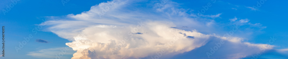 blue sky background with small clouds panorama