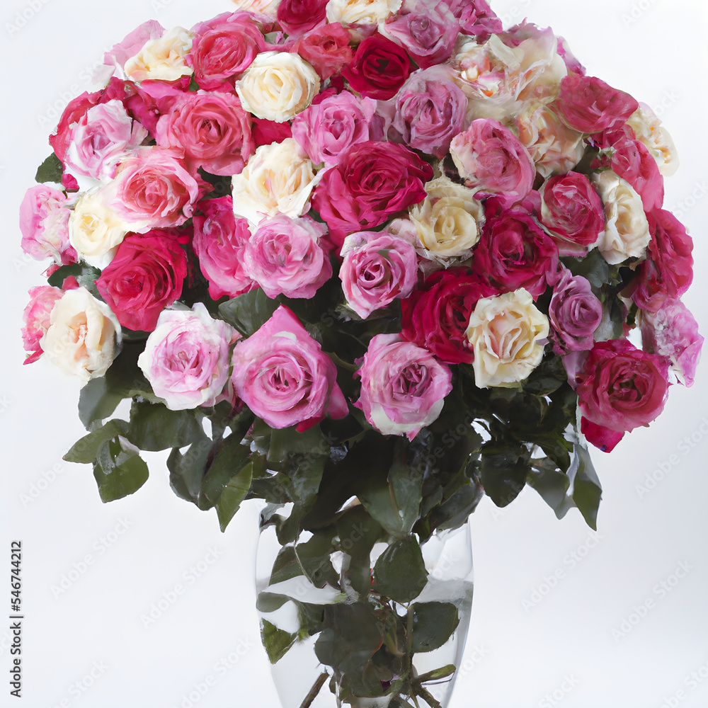 Large Bouquet of Roses in Vase Large Bouquet of Roses in Vase