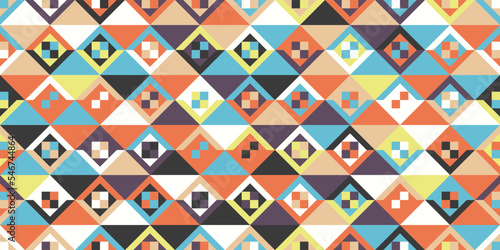 Colored rhombuses in a solid canvas. Checkerboard pattern inside rhombuses. Colored pattern of rhombuses. Print and decoration of seamless surfaces.