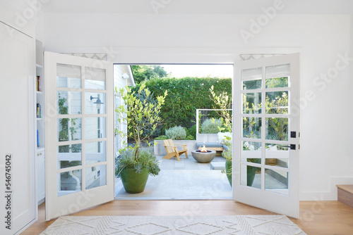 French doors to patio in cottage home photo
