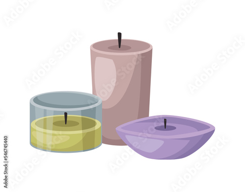 three spa candles wax