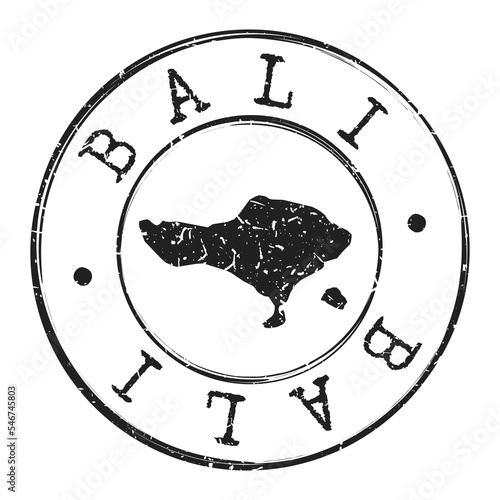 Bali, Indonesia Silhouette Postal Passport. Stamp Round Vector Icon Map. Design Travel Postmark. 