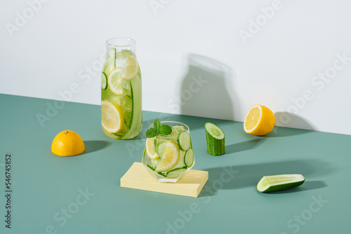 refreshing cocktail on the table. detox concept. photo