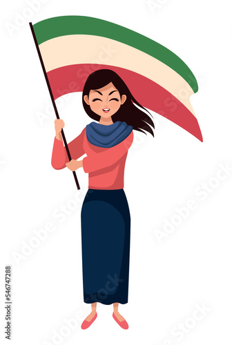 iranian woman waving flag