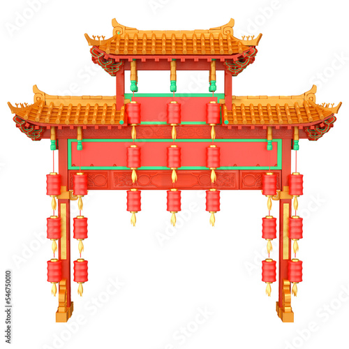 Traditional chinese buildings, asian architecture chinatown. Chinese townscape with pagoda, temple, house. China town city lanmarks landscape cartoon illustration design element photo