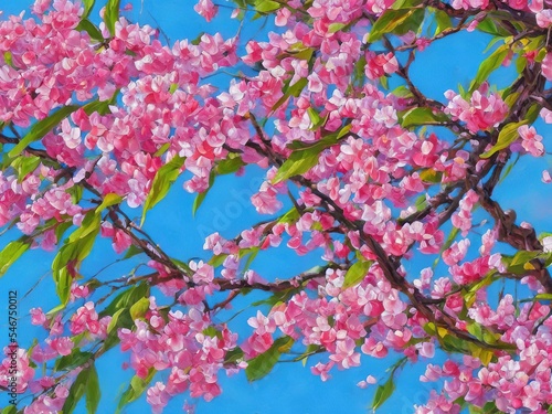 Kanzan Cherry Tree with Flowers – Tree Botanical Painting
