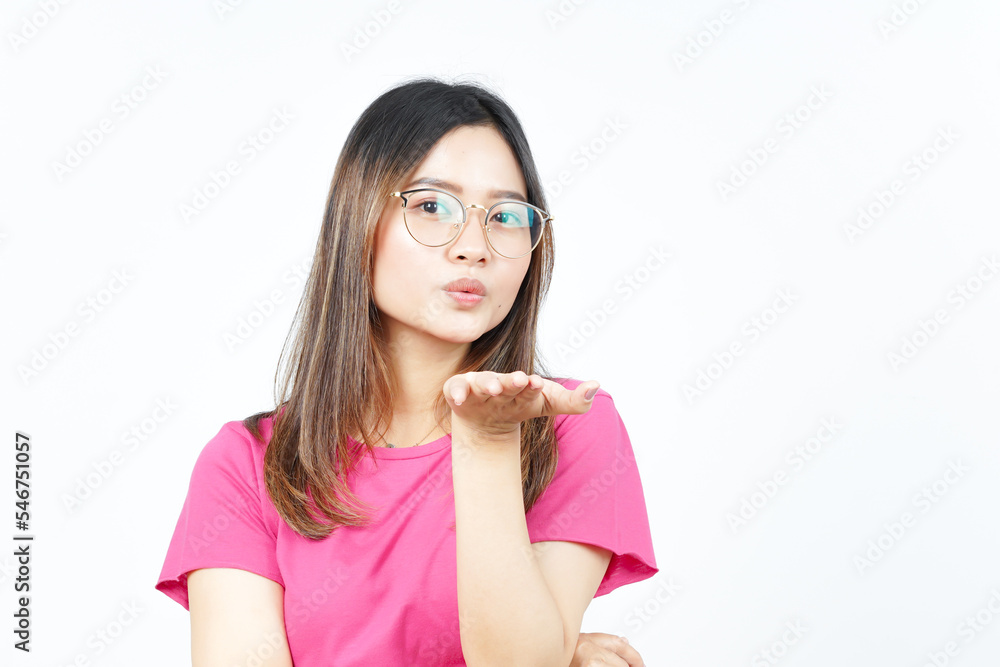 Blowing Kiss Of Beautiful Asian Woman Isolated On White Background Blowing Kiss Of Beautiful Asian Woman Isolated On White Background