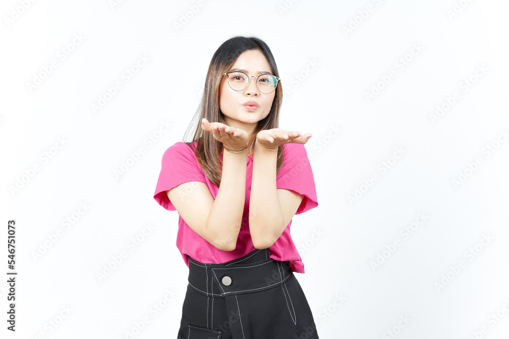 Blowing Kiss Of Beautiful Asian Woman Isolated On White Background Blowing Kiss Of Beautiful Asian Woman Isolated On White Background