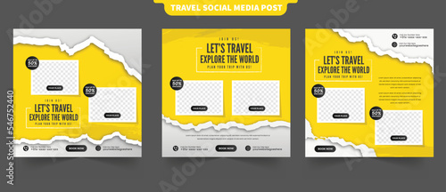 Travel and tour adventure for social media post template