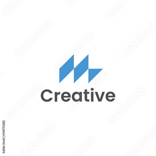 Initial Letter M Blue Logo. Flat Color Vector Logo Design Template Elements