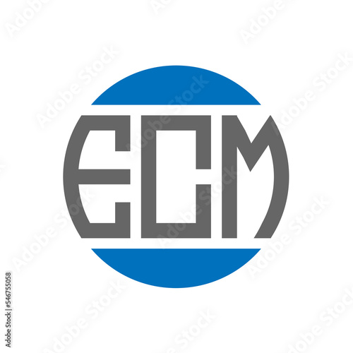 ECM letter logo design on white background. ECM creative initials circle logo concept. ECM letter design.