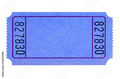 Blank plain blue ticket stub one flat isolated transparent background photo PNG file photo