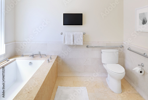 ADA compliant bathtub in bathroom