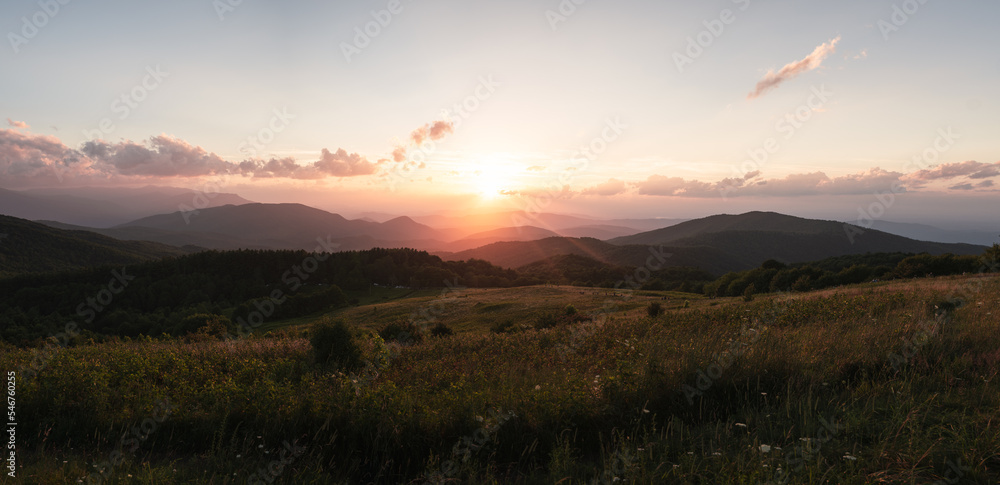 Sky Panorama with Clouds of Sunset Mountain Views of the Blue Ridge at Max Patch