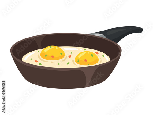 eggs fried in pan