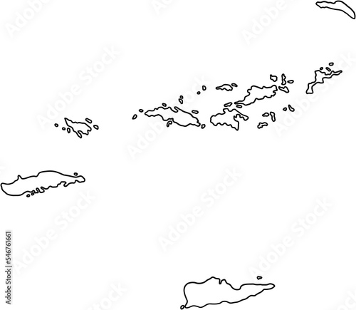 doodle freehand drawing of virgin islands map.