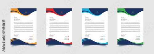 Creative and professional corporate company business letterhead template design with color variation bundle 