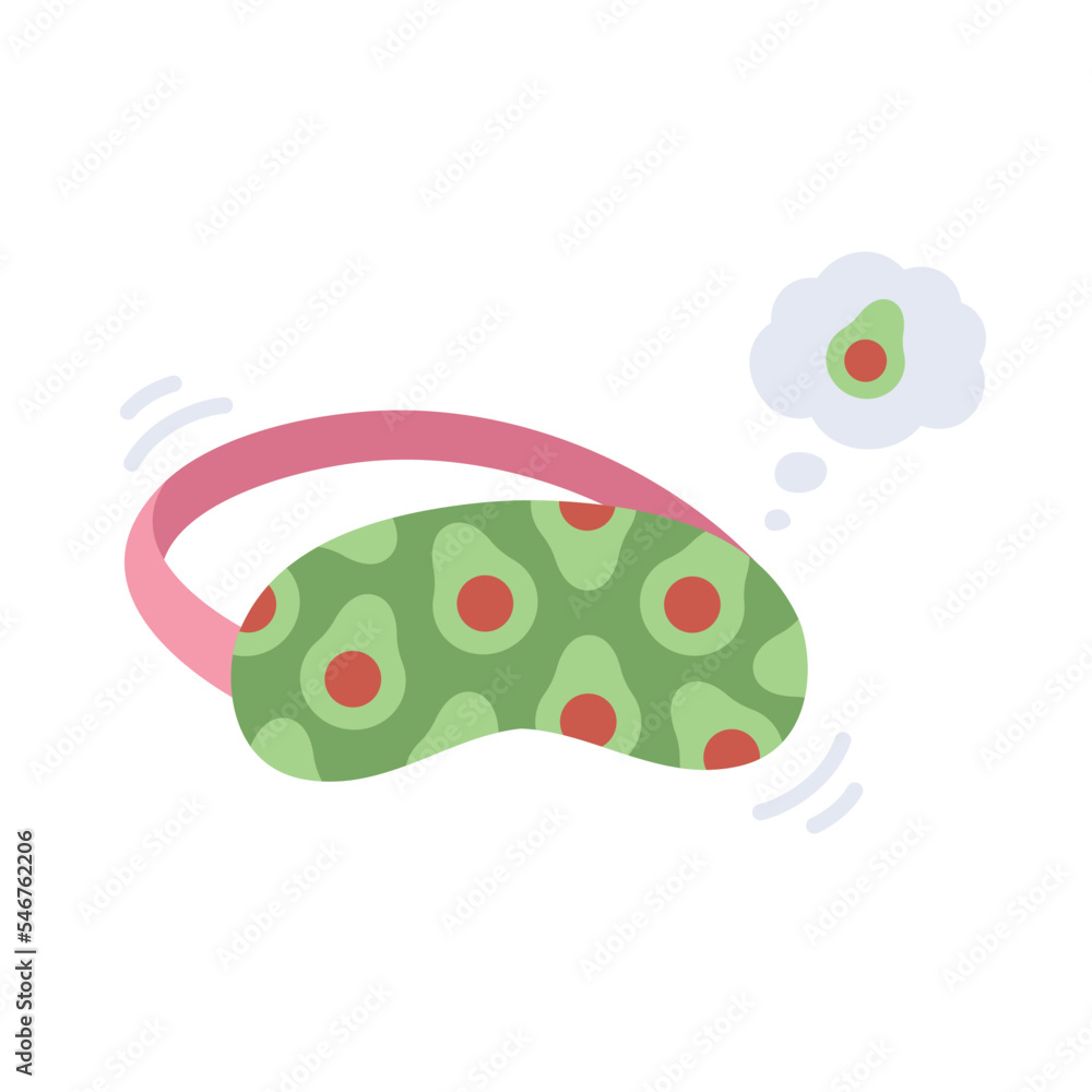 Fototapeta premium Kids sleeping mask. Cute avocado mask. Colorful vector illustration. Avocado eye mask is in flat style.