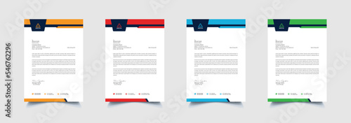 Creative and professional corporate company business letterhead template design with color variation bundle 