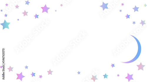パステルカラーの星と月のフレームイラスト　グラデーション