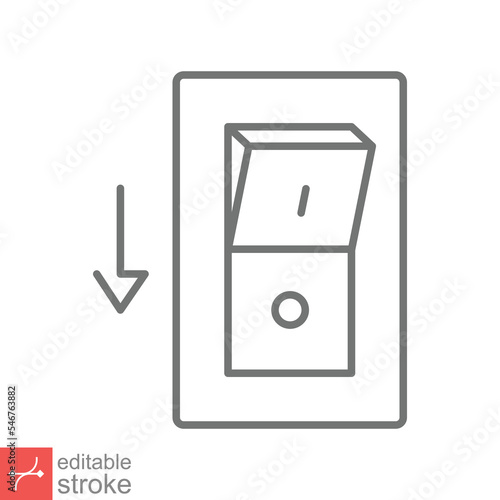 Light off, electric switch icon. Simple outline style. Power turn off button, toggle switch of position concept. Thin line vector illustration isolated on white background. Editable stroke EPS 10.